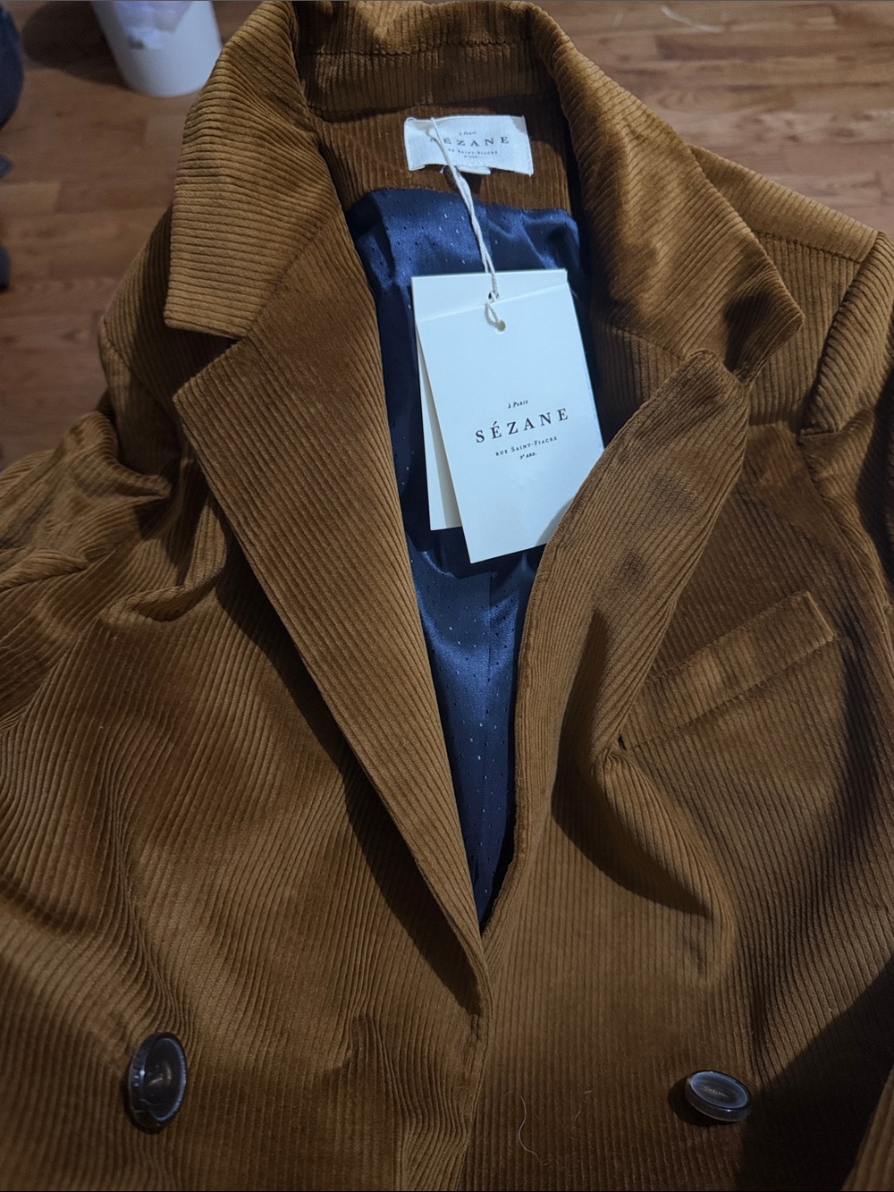 Sezane Rust Brown Corduroy Double-Breasted Blazer - Picture 8 of 8